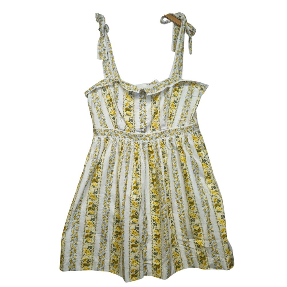 Gal Meets Glam Collection Yellow Floral Tie-Strap Tiered Sundress Size 20